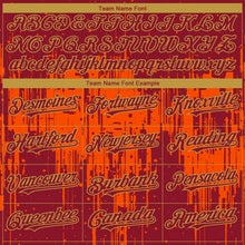 Charger l'image dans la galerie, Custom Crimson Old Gold Orange 3D Pattern Design Dripping Splatter Paint Authentic Baseball Jersey