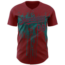 Charger l'image dans la galerie, Custom Crimson Teal 3D Pattern Design Dripping Splatter Paint Authentic Baseball Jersey