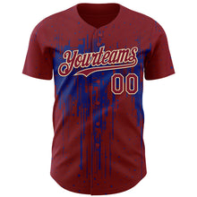 Charger l'image dans la galerie, Custom Crimson Cream-Royal 3D Pattern Design Dripping Splatter Paint Authentic Baseball Jersey