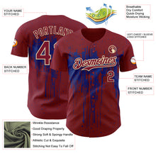 Charger l'image dans la galerie, Custom Crimson Cream-Royal 3D Pattern Design Dripping Splatter Paint Authentic Baseball Jersey