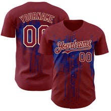 Charger l'image dans la galerie, Custom Crimson Cream-Royal 3D Pattern Design Dripping Splatter Paint Authentic Baseball Jersey
