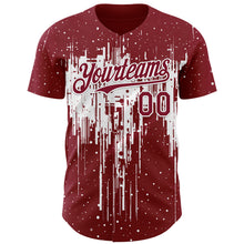 Charger l'image dans la galerie, Custom Crimson White 3D Pattern Design Dripping Splatter Paint Authentic Baseball Jersey