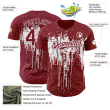 Charger l'image dans la galerie, Custom Crimson White 3D Pattern Design Dripping Splatter Paint Authentic Baseball Jersey