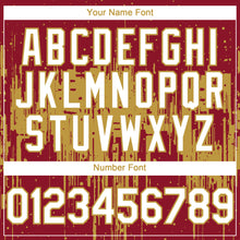 Charger l'image dans la galerie, Custom Crimson White-Old Gold 3D Pattern Design Dripping Splatter Paint Authentic Baseball Jersey