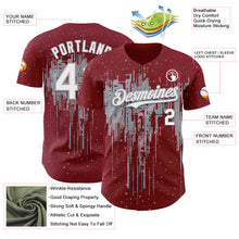 Load image into Gallery viewer, Custom Crimson White-Gray 3D Pattern Design Dripping Splatter Paint Authentic Baseball Jersey