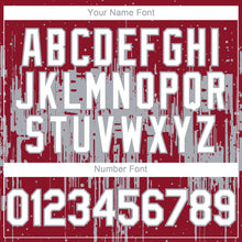 Load image into Gallery viewer, Custom Crimson White-Gray 3D Pattern Design Dripping Splatter Paint Authentic Baseball Jersey