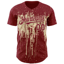 Charger l'image dans la galerie, Custom Crimson Cream 3D Pattern Design Dripping Splatter Paint Authentic Baseball Jersey