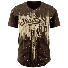 Laden Sie das Bild in den Galerie-Viewer, Custom Brown Cream 3D Pattern Design Dripping Splatter Paint Authentic Baseball Jersey