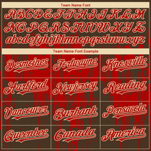 Загрузить изображение в средство просмотра галереи, Custom Brown Red-Cream 3D Pattern Design Dripping Splatter Paint Authentic Baseball Jersey