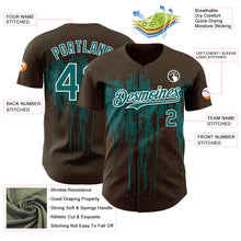 Загрузить изображение в средство просмотра галереи, Custom Brown Teal-White 3D Pattern Design Dripping Splatter Paint Authentic Baseball Jersey