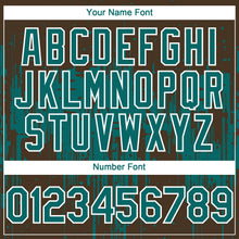Загрузить изображение в средство просмотра галереи, Custom Brown Teal-White 3D Pattern Design Dripping Splatter Paint Authentic Baseball Jersey