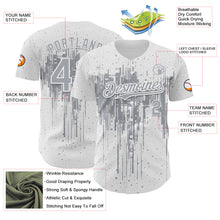 Load image into Gallery viewer, Custom White Gray 3D Pattern Design Dripping Splatter Paint Authentic Baseball Jersey