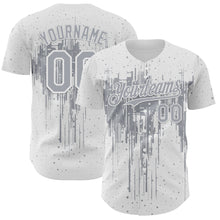 Load image into Gallery viewer, Custom White Gray 3D Pattern Design Dripping Splatter Paint Authentic Baseball Jersey