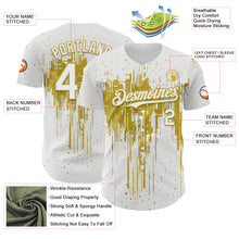 Load image into Gallery viewer, Custom White Old Gold 3D Pattern Design Dripping Splatter Paint Authentic Baseball Jersey