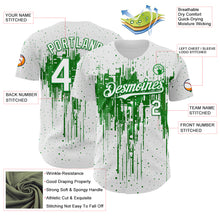 Load image into Gallery viewer, Custom White Grass Green 3D Pattern Design Dripping Splatter Paint Authentic Baseball Jersey