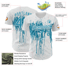 Laden Sie das Bild in den Galerie-Viewer, Custom White Panther Blue-White 3D Pattern Design Dripping Splatter Paint Authentic Baseball Jersey