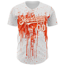 Загрузить изображение в средство просмотра галереи, Custom White Orange 3D Pattern Design Dripping Splatter Paint Authentic Baseball Jersey