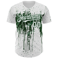 Load image into Gallery viewer, Custom White Green 3D Pattern Design Dripping Splatter Paint Authentic Baseball Jersey