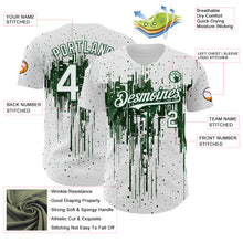 Load image into Gallery viewer, Custom White Green 3D Pattern Design Dripping Splatter Paint Authentic Baseball Jersey