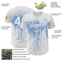 Charger l'image dans la galerie, Custom White Light Blue 3D Pattern Design Dripping Splatter Paint Authentic Baseball Jersey
