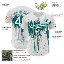 Load image into Gallery viewer, Custom White Teal 3D Pattern Design Dripping Splatter Paint Authentic Baseball Jersey