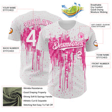 Load image into Gallery viewer, Custom White Pink 3D Pattern Design Dripping Splatter Paint Authentic Baseball Jersey