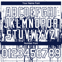 Load image into Gallery viewer, Custom White Navy 3D Pattern Design Dripping Splatter Paint Authentic Baseball Jersey