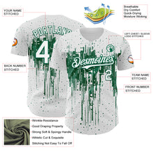 Load image into Gallery viewer, Custom White Kelly Green 3D Pattern Design Dripping Splatter Paint Authentic Baseball Jersey