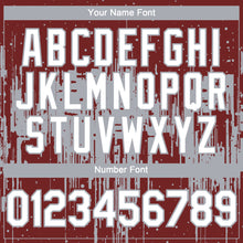 Laden Sie das Bild in den Galerie-Viewer, Custom Burgundy White-Gray 3D Pattern Design Dripping Splatter Paint Authentic Baseball Jersey