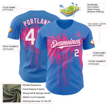 Load image into Gallery viewer, Custom Powder Blue White-Pink 3D Pattern Design Dripping Splatter Paint Authentic Baseball Jersey