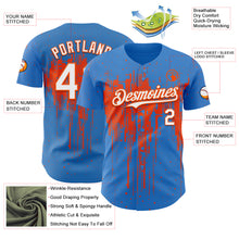 Load image into Gallery viewer, Custom Powder Blue White-Orange 3D Pattern Design Dripping Splatter Paint Authentic Baseball Jersey