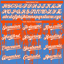 Load image into Gallery viewer, Custom Powder Blue White-Orange 3D Pattern Design Dripping Splatter Paint Authentic Baseball Jersey