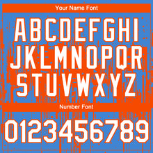 Load image into Gallery viewer, Custom Powder Blue White-Orange 3D Pattern Design Dripping Splatter Paint Authentic Baseball Jersey