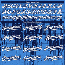 Load image into Gallery viewer, Custom Powder Blue White-Navy 3D Pattern Design Dripping Splatter Paint Authentic Baseball Jersey