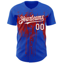 Charger l'image dans la galerie, Custom Thunder Blue White-Red 3D Pattern Design Dripping Splatter Paint Authentic Baseball Jersey