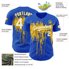Загрузить изображение в средство просмотра галереи, Custom Thunder Blue White-Yellow 3D Pattern Design Dripping Splatter Paint Authentic Baseball Jersey