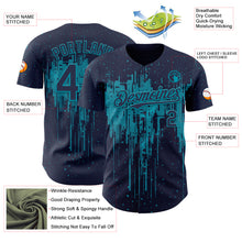 Laden Sie das Bild in den Galerie-Viewer, Custom Navy Teal 3D Pattern Design Dripping Splatter Paint Authentic Baseball Jersey