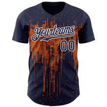Laden Sie das Bild in den Galerie-Viewer, Custom Navy White-Bay Orange 3D Pattern Design Dripping Splatter Paint Authentic Baseball Jersey