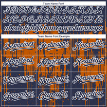 Laden Sie das Bild in den Galerie-Viewer, Custom Navy White-Bay Orange 3D Pattern Design Dripping Splatter Paint Authentic Baseball Jersey