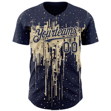 Загрузить изображение в средство просмотра галереи, Custom Navy Cream 3D Pattern Design Dripping Splatter Paint Authentic Baseball Jersey