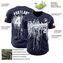 Load image into Gallery viewer, Custom Navy White-Silver 3D Pattern Design Dripping Splatter Paint Authentic Baseball Jersey