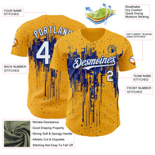Charger l'image dans la galerie, Custom Gold White-Royal 3D Pattern Design Dripping Splatter Paint Authentic Baseball Jersey