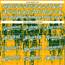 Load image into Gallery viewer, Custom Gold White-Green 3D Pattern Design Dripping Splatter Paint Authentic Baseball Jersey