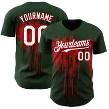 Load image into Gallery viewer, Custom Green White-Red 3D Pattern Design Dripping Splatter Paint Authentic Baseball Jersey
