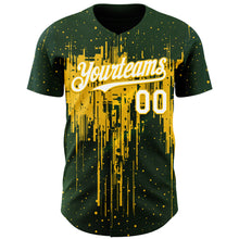 Load image into Gallery viewer, Custom Green White-Yellow 3D Pattern Design Dripping Splatter Paint Authentic Baseball Jersey