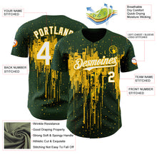 Load image into Gallery viewer, Custom Green White-Yellow 3D Pattern Design Dripping Splatter Paint Authentic Baseball Jersey