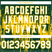 Load image into Gallery viewer, Custom Green White-Yellow 3D Pattern Design Dripping Splatter Paint Authentic Baseball Jersey