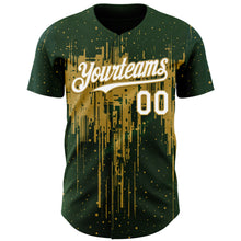Charger l'image dans la galerie, Custom Green White-Old Gold 3D Pattern Design Dripping Splatter Paint Authentic Baseball Jersey