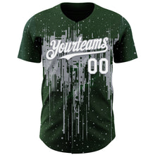Load image into Gallery viewer, Custom Green White-Gray 3D Pattern Design Dripping Splatter Paint Authentic Baseball Jersey
