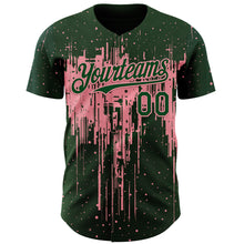 Load image into Gallery viewer, Custom Green Medium Pink 3D Pattern Design Dripping Splatter Paint Authentic Baseball Jersey
